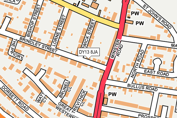 DY13 8JA map - OS OpenMap – Local (Ordnance Survey)