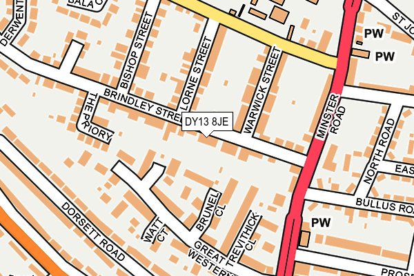 DY13 8JE map - OS OpenMap – Local (Ordnance Survey)