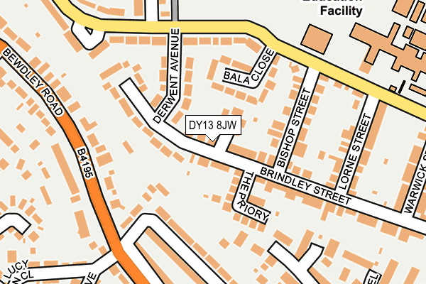 DY13 8JW map - OS OpenMap – Local (Ordnance Survey)