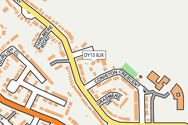 DY13 8JX map - OS OpenMap – Local (Ordnance Survey)