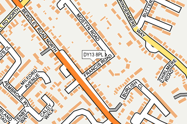 DY13 8PL map - OS OpenMap – Local (Ordnance Survey)