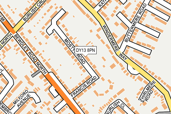 DY13 8PN map - OS OpenMap – Local (Ordnance Survey)