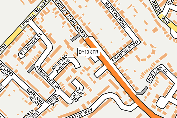 DY13 8PR map - OS OpenMap – Local (Ordnance Survey)