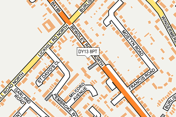 DY13 8PT map - OS OpenMap – Local (Ordnance Survey)