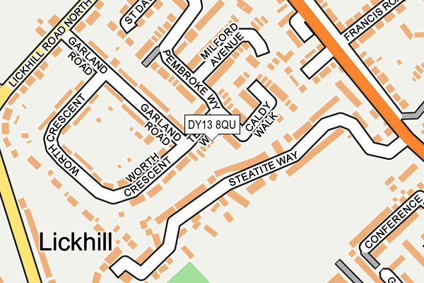 DY13 8QU map - OS OpenMap – Local (Ordnance Survey)