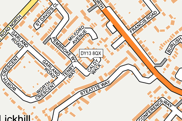 DY13 8QX map - OS OpenMap – Local (Ordnance Survey)