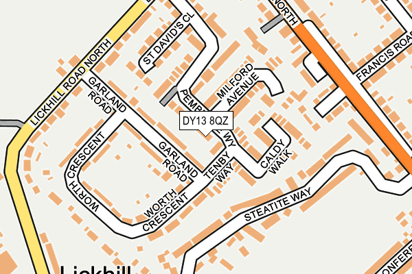 DY13 8QZ map - OS OpenMap – Local (Ordnance Survey)