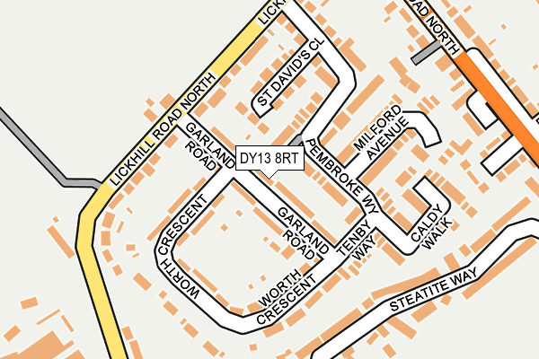 DY13 8RT map - OS OpenMap – Local (Ordnance Survey)
