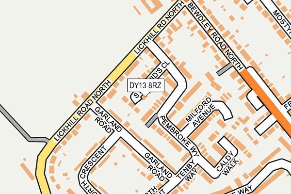 DY13 8RZ map - OS OpenMap – Local (Ordnance Survey)