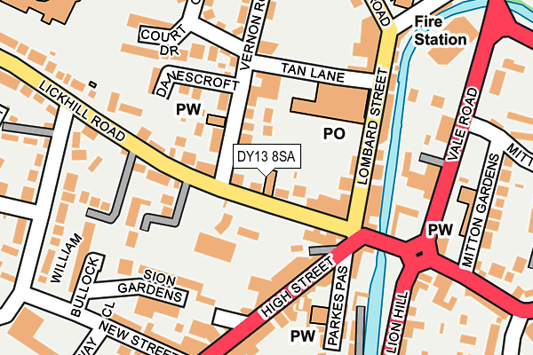 DY13 8SA map - OS OpenMap – Local (Ordnance Survey)