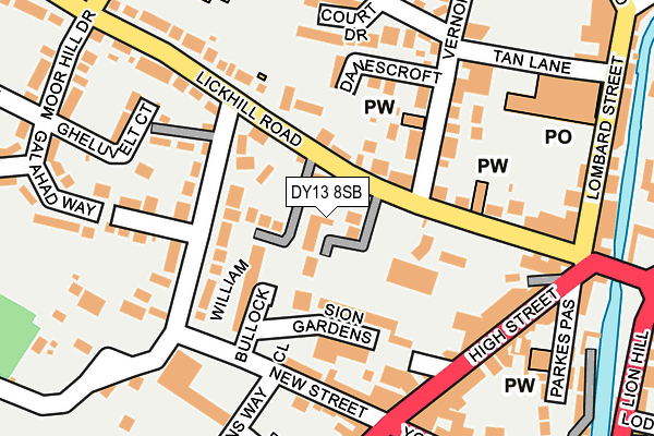 DY13 8SB map - OS OpenMap – Local (Ordnance Survey)