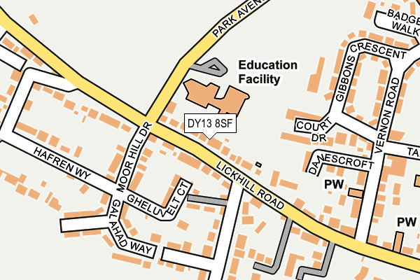 DY13 8SF map - OS OpenMap – Local (Ordnance Survey)