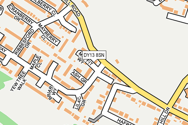 DY13 8SN map - OS OpenMap – Local (Ordnance Survey)
