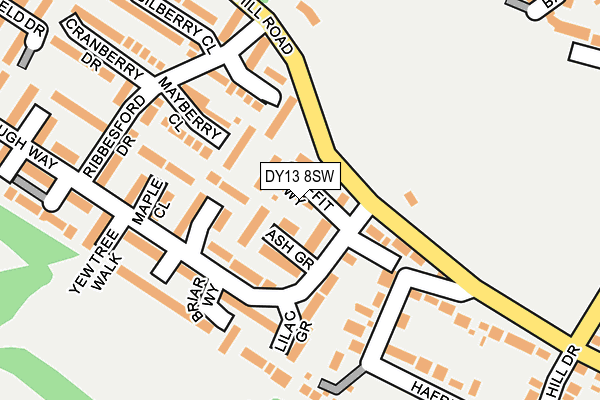 DY13 8SW map - OS OpenMap – Local (Ordnance Survey)