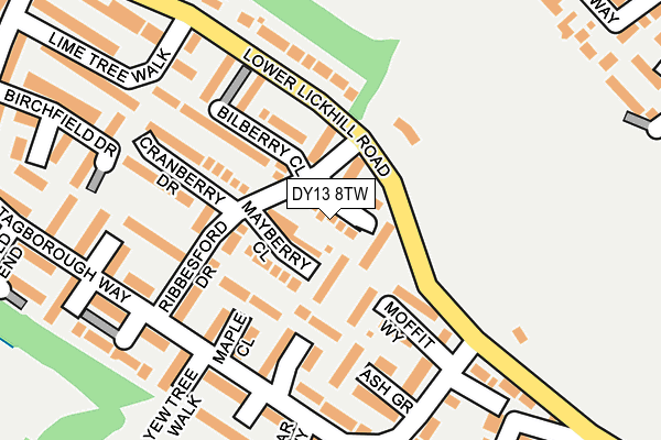 DY13 8TW map - OS OpenMap – Local (Ordnance Survey)