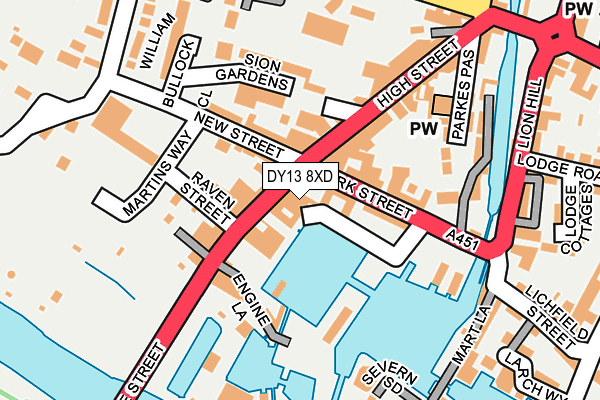 DY13 8XD map - OS OpenMap – Local (Ordnance Survey)