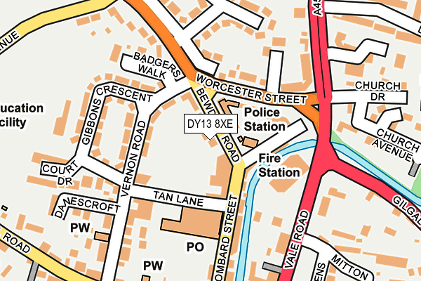 DY13 8XE map - OS OpenMap – Local (Ordnance Survey)