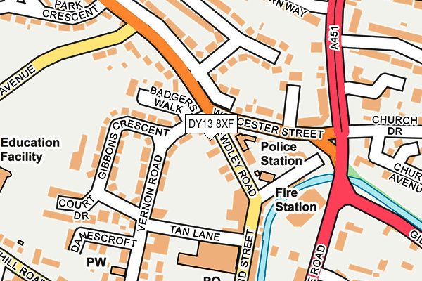 DY13 8XF map - OS OpenMap – Local (Ordnance Survey)