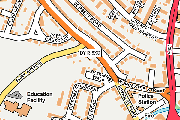 DY13 8XG map - OS OpenMap – Local (Ordnance Survey)