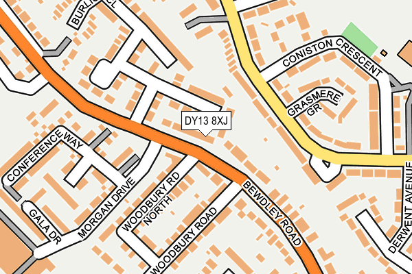 DY13 8XJ map - OS OpenMap – Local (Ordnance Survey)