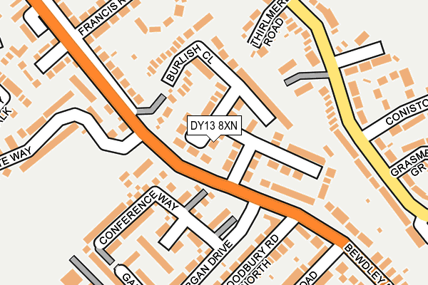 DY13 8XN map - OS OpenMap – Local (Ordnance Survey)