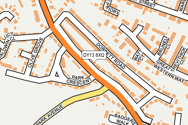 DY13 8XQ map - OS OpenMap – Local (Ordnance Survey)
