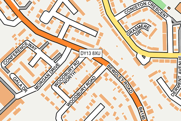 DY13 8XU map - OS OpenMap – Local (Ordnance Survey)
