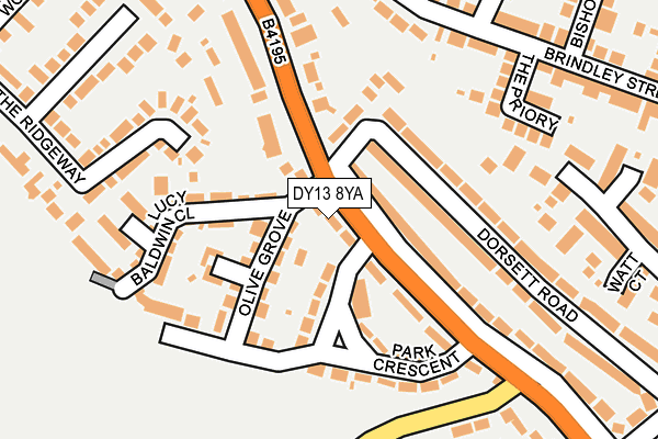 DY13 8YA map - OS OpenMap – Local (Ordnance Survey)