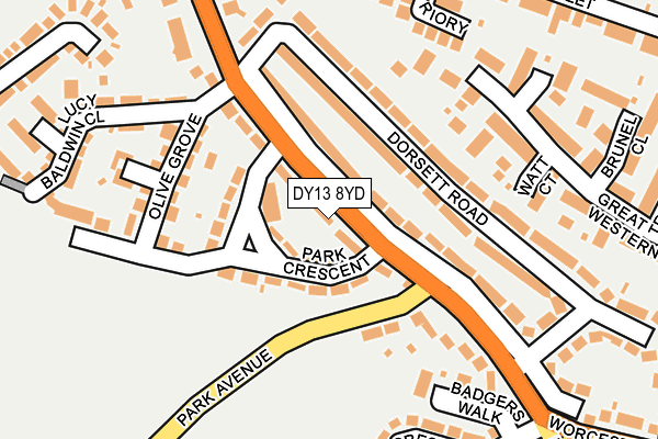 DY13 8YD map - OS OpenMap – Local (Ordnance Survey)