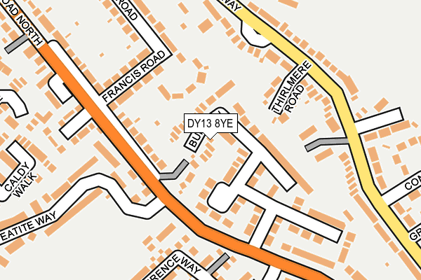 DY13 8YE map - OS OpenMap – Local (Ordnance Survey)