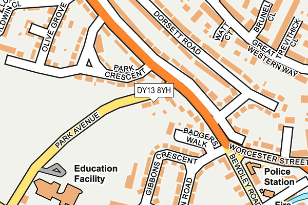 DY13 8YH map - OS OpenMap – Local (Ordnance Survey)