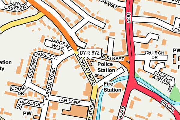 DY13 8YZ map - OS OpenMap – Local (Ordnance Survey)