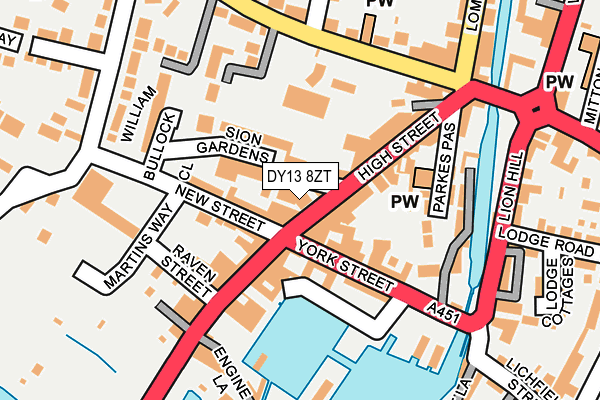 DY13 8ZT map - OS OpenMap – Local (Ordnance Survey)
