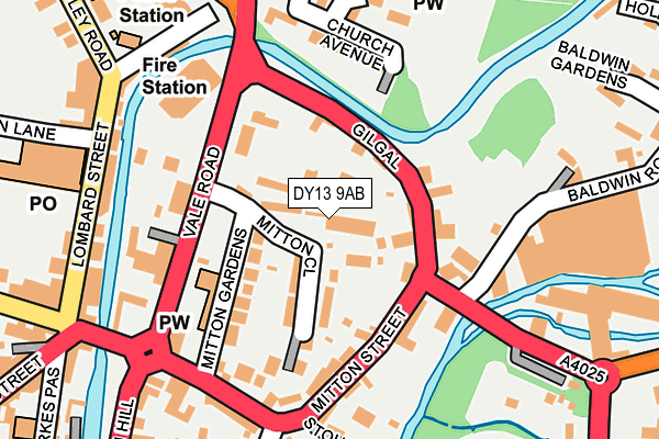 DY13 9AB map - OS OpenMap – Local (Ordnance Survey)