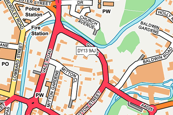 DY13 9AJ map - OS OpenMap – Local (Ordnance Survey)
