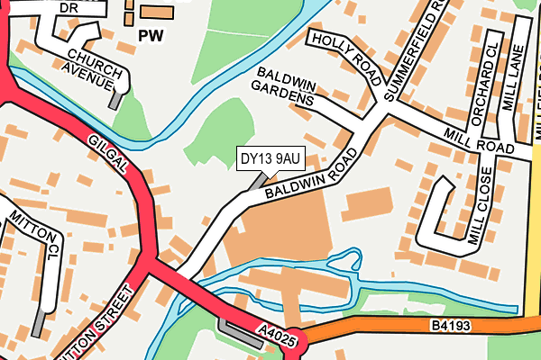 DY13 9AU map - OS OpenMap – Local (Ordnance Survey)