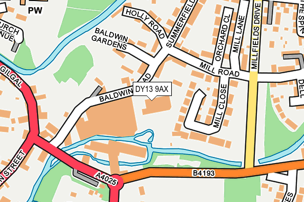DY13 9AX map - OS OpenMap – Local (Ordnance Survey)