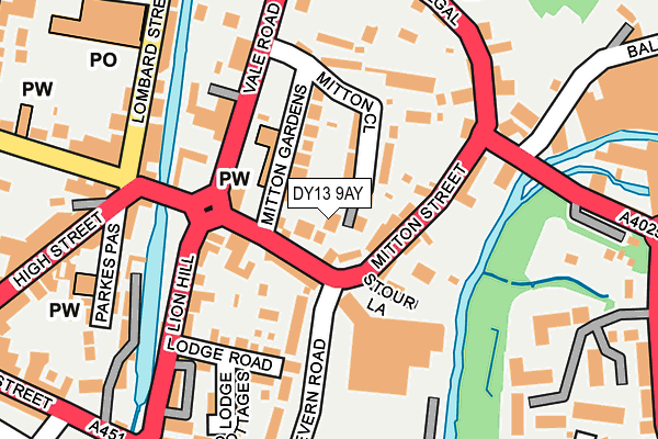 DY13 9AY map - OS OpenMap – Local (Ordnance Survey)