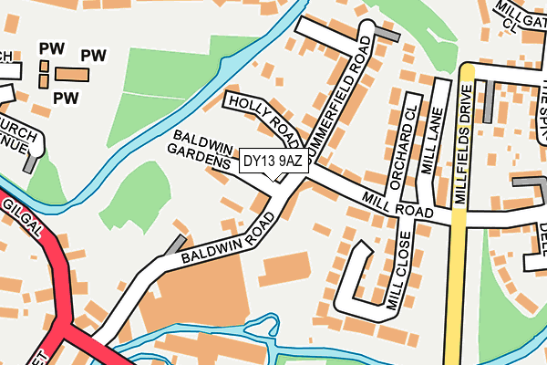 DY13 9AZ map - OS OpenMap – Local (Ordnance Survey)