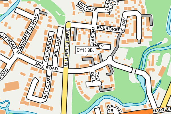 DY13 9BJ map - OS OpenMap – Local (Ordnance Survey)