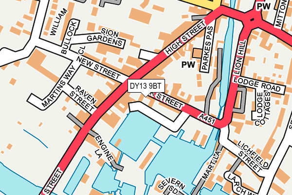 DY13 9BT map - OS OpenMap – Local (Ordnance Survey)