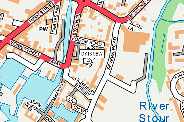 DY13 9BW map - OS OpenMap – Local (Ordnance Survey)