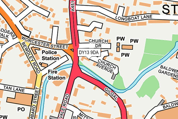 DY13 9DA map - OS OpenMap – Local (Ordnance Survey)