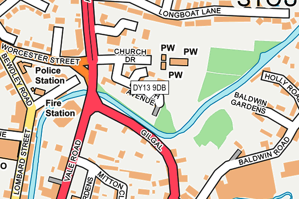 DY13 9DB map - OS OpenMap – Local (Ordnance Survey)