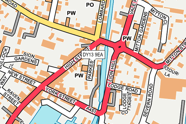 DY13 9EA map - OS OpenMap – Local (Ordnance Survey)