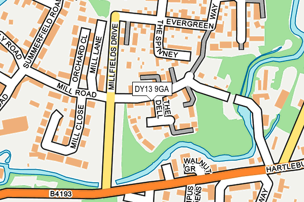 DY13 9GA map - OS OpenMap – Local (Ordnance Survey)