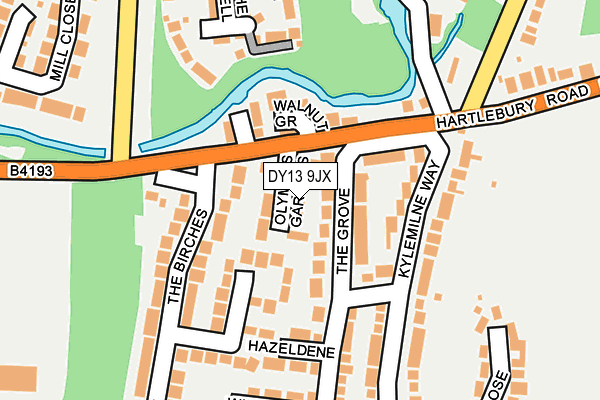 DY13 9JX map - OS OpenMap – Local (Ordnance Survey)