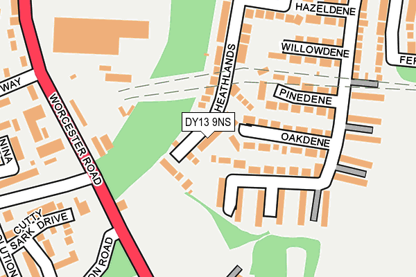 DY13 9NS map - OS OpenMap – Local (Ordnance Survey)