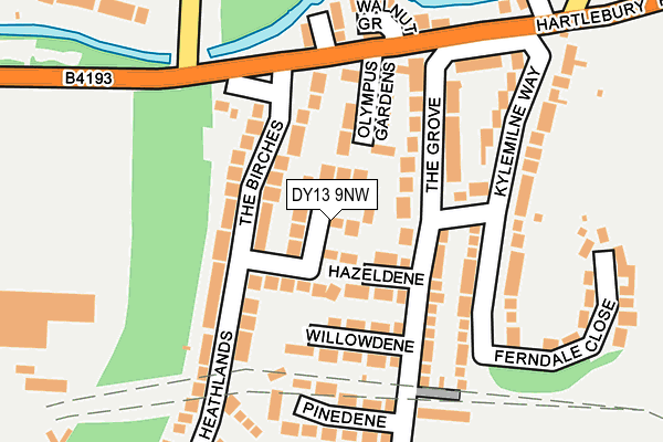 DY13 9NW map - OS OpenMap – Local (Ordnance Survey)