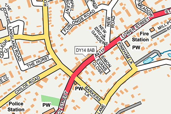 DY14 8AB map - OS OpenMap – Local (Ordnance Survey)